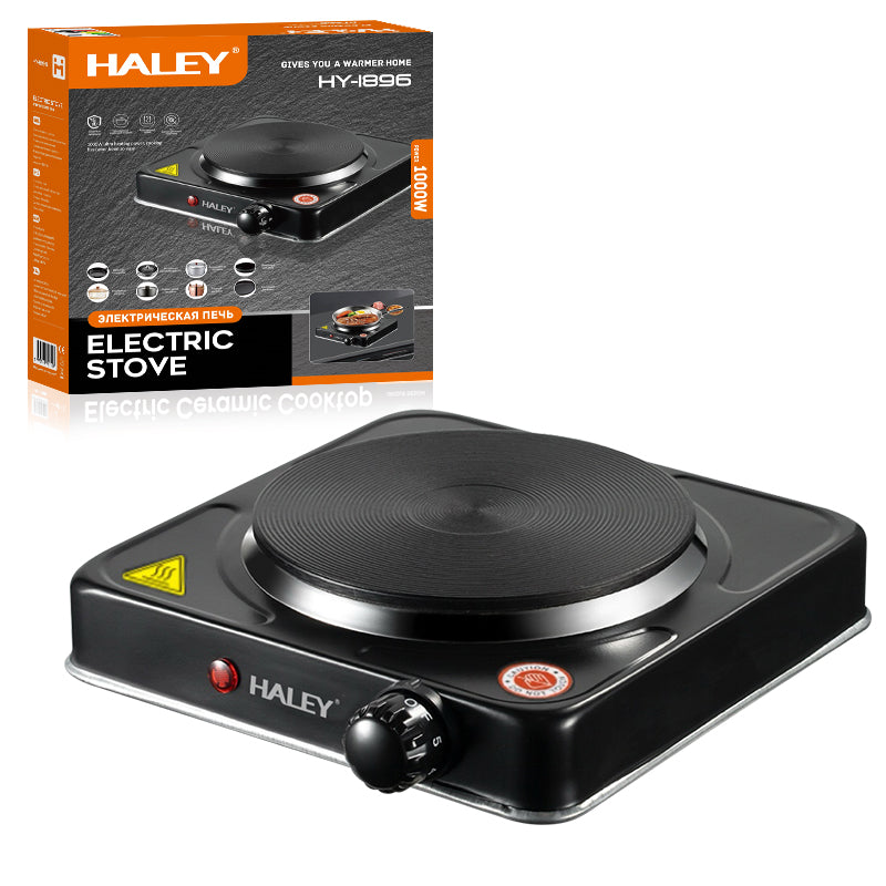 Plită Electrică HALEY cu 1 Zonă de Gătit – 1000W, Timer, Protecție la Supraîncălzire, Design Compact din Oțel Inoxidabil